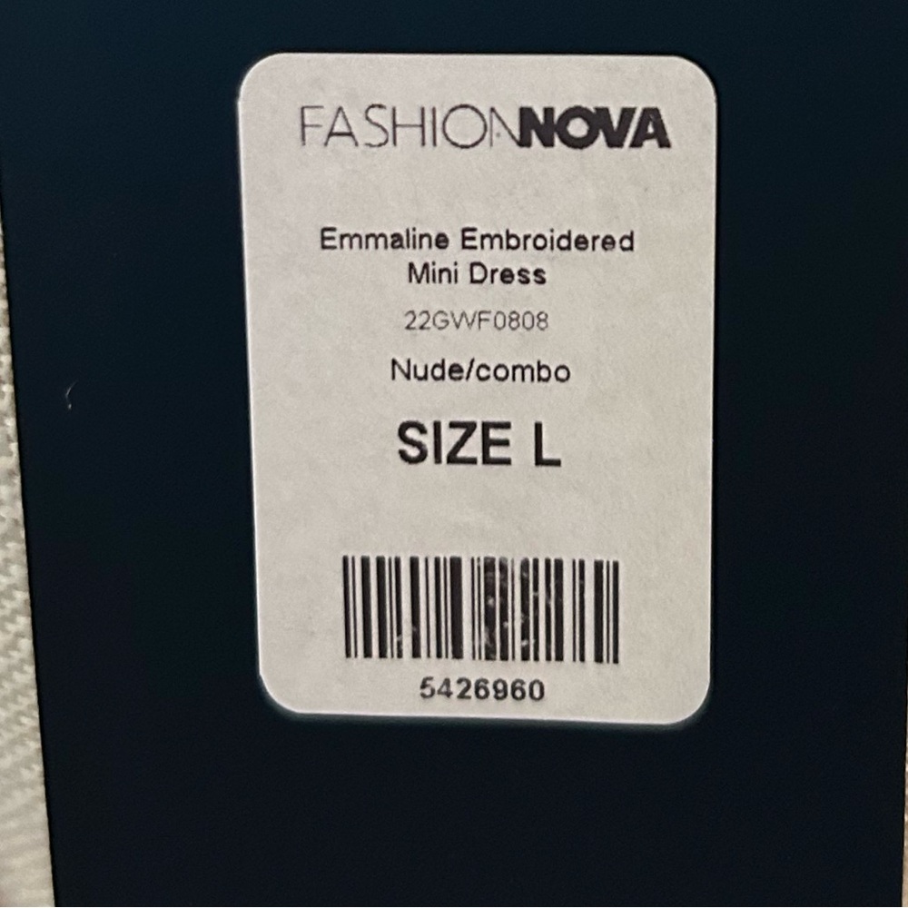 Fashion Nova Luxe Emmaline Embroidered Mini Dress-Nude/Combo-Size Large NWT💐🌸🌹🌷 - Picture 7 of 7